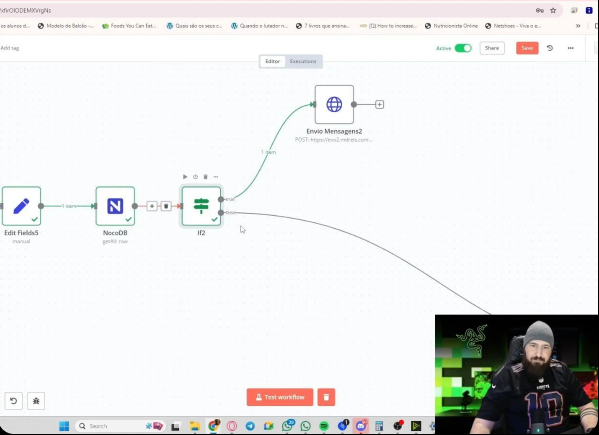 Fluxo de automação no n8n